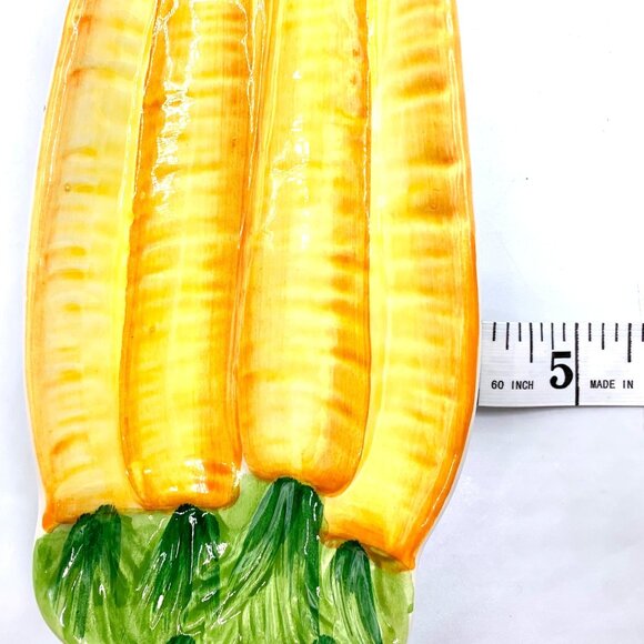 Vintage Italian Majolica Set of 4 Pottery Corn Cob Dishes Plates Holders #8617 - Picture 9 of 10